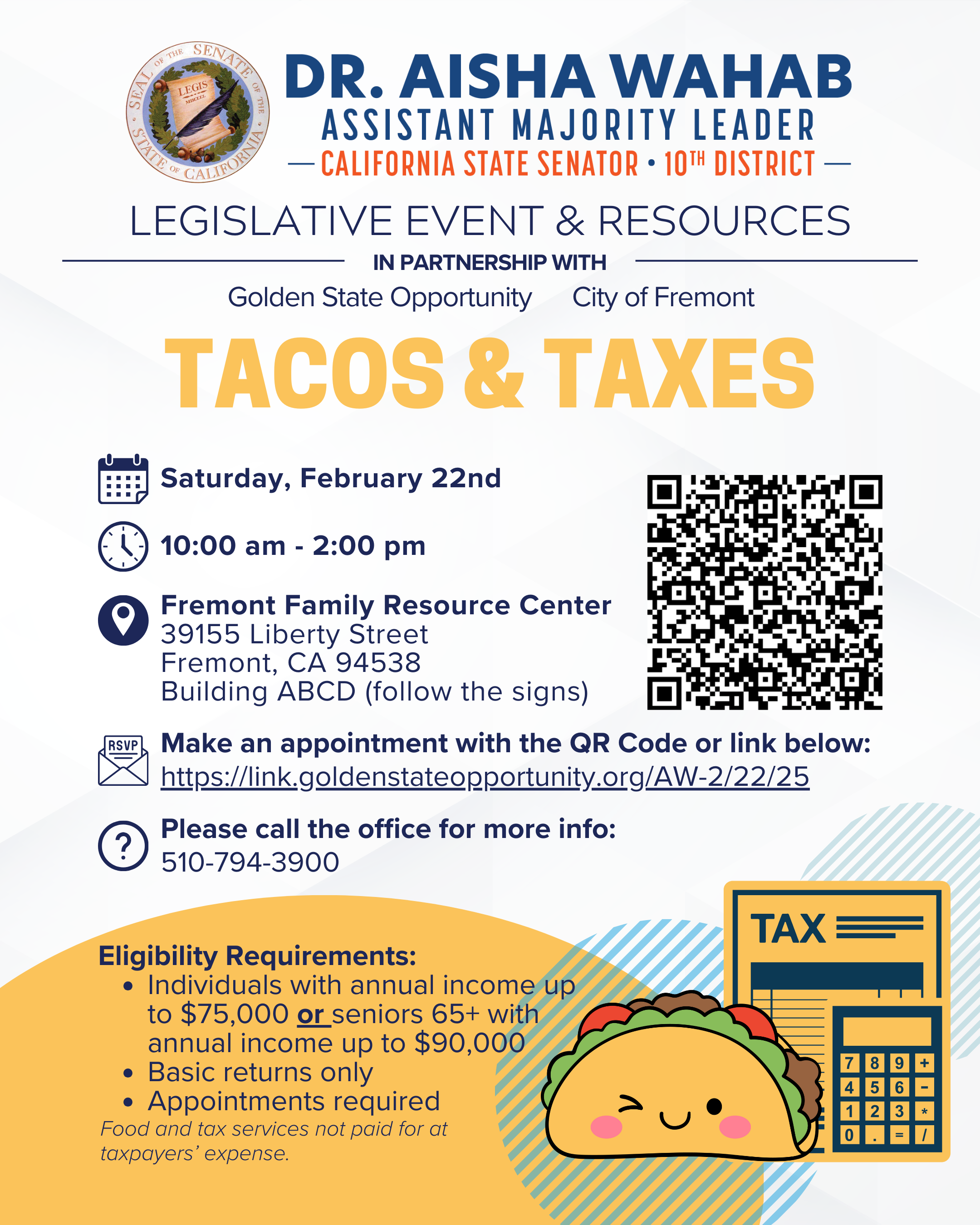 Tacos and Taxes, Feb 22